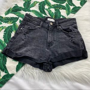 H&M High Rise Distressed Denim Shorts 148